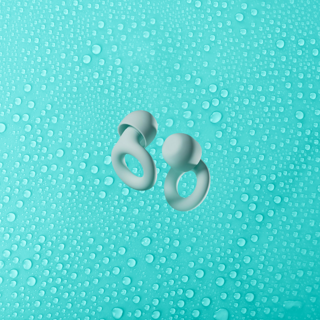 Mint ear plugs with ice green background with water droplets-Mularx